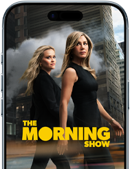 Écran d’un iPhone Air affichant la série Apple TV+ The Morning Show. 